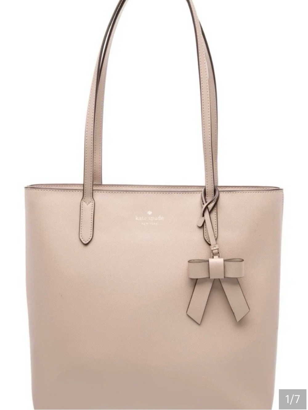 kate spade cream structured tote with bow charm NWOT